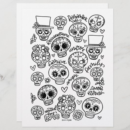 Dia De Los Muertos Coloring Page (Voorkant / Achterkant)