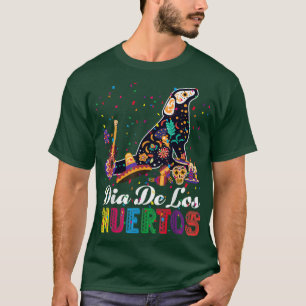 Dia De Los Muertos Cool Mexican Skull Skeleton Dog T-shirt