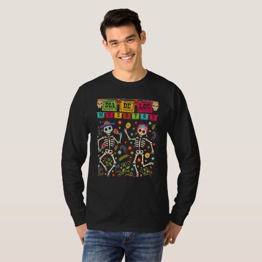 Dia de los Muertos Costume Day of the Dead Skeleto T-shirt (Voorkant volledig)