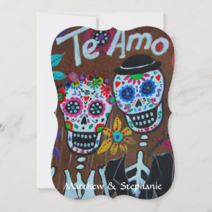 DIA DE LOS MUERTOS COUPLE WEDDING INVITATION KAART