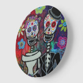 Dia de los Muertos Couple Wedding Lover Grote Klok (Hoek)