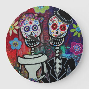 Dia de los Muertos Couple Wedding Lover Grote Klok