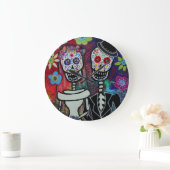 Dia de los Muertos Couple Wedding Lover Grote Klok (Huis)