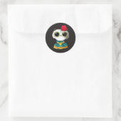 Dia De Los Muertos Cute Panda Beer Mexicaanse dres Ronde Sticker (Tas)