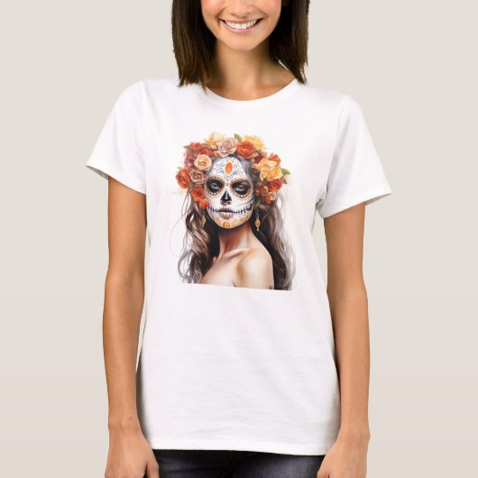 Dia De Los Muertos Dag van de Dode Catrina T-shirt (Voorkant)