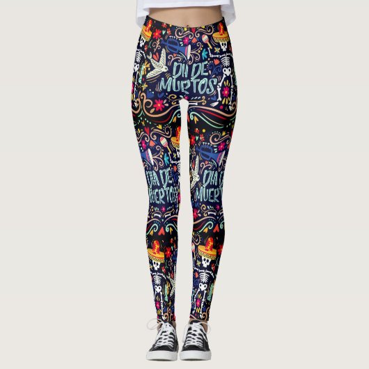 Dia de los Muertos Dag van de dode halloween Leggings (Voorkant)