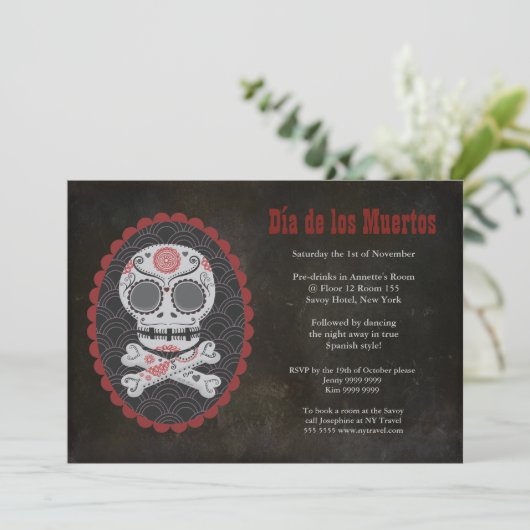 Dia De Los Muertos Dag van de Dode Partij nodigt u Kaart (Staand voorkant)