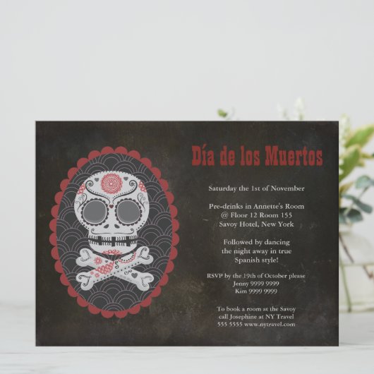 Dia De Los Muertos Dag van de Dode Partij nodigt u Kaart (Staand voorkant)
