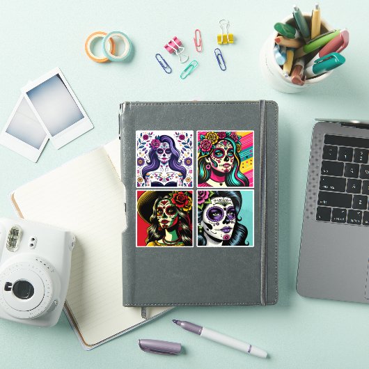 Día de los Muertos Dag van de Dode Pop Art Sticker (iPad Cover)