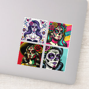 Día de los Muertos Dag van de Dode Pop Art Sticker