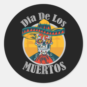 Dia de los Muertos Dag van de dode schedel H Ronde Sticker