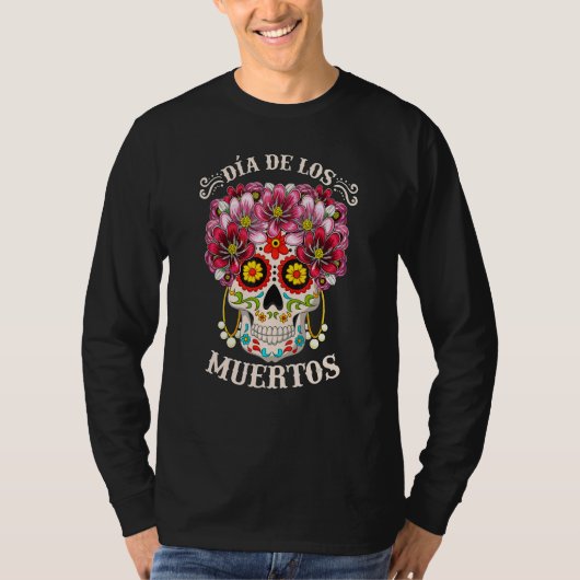 Dia de los Muertos Dag van de dode schedel H T-shirt (Voorkant)