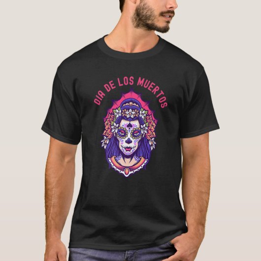Dia de los Muertos Dag van de dode suikerschedel T-shirt (Voorkant)