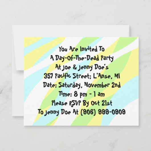 Dia de Los Muertos Dag van de Dode Uitnodigingen (Achterkant)