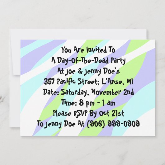 Dia de Los Muertos Dag van de Dode Uitnodigingen (Achterkant)