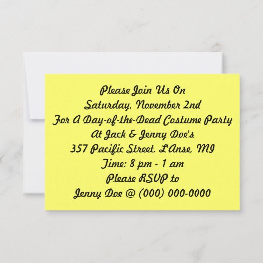 Dia de Los Muertos Dag van de Dode Uitnodigingen (Achterkant)