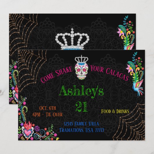 Dia De Los Muertos Dag van de Dode Verjaardag 5x7 Kaart (Voorkant / Achterkant)