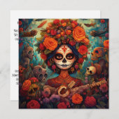 Dia de los Muertos (Dag van de Doden) Gitaar Kaart (Voorkant / Achterkant)