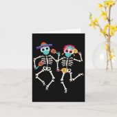 Dia De Los Muertos Dag Van De Doden Schedel Dansen Kaart (Gele Bloem)