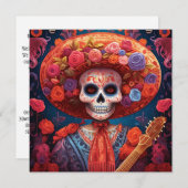 Dia de los Muertos (Dag van de Doden) Sinaasappel Kaart (Voorkant / Achterkant)