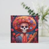 Dia de los Muertos (Dag van de Doden) Sinaasappel Kaart (Staand voorkant)