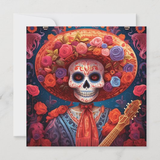 Dia de los Muertos (Dag van de Doden) Sinaasappel Kaart (Voorkant)