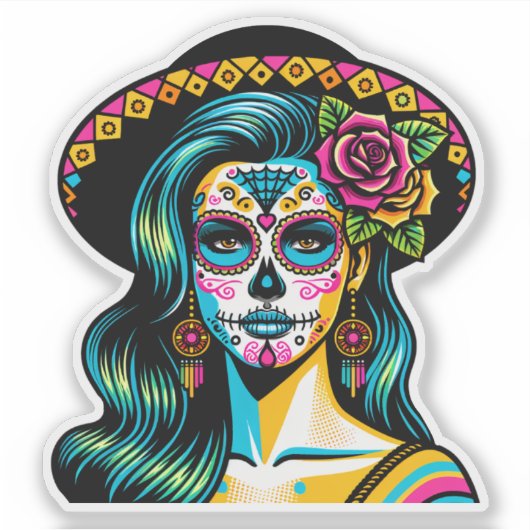 Día de los Muertos Dag van de Doden Sticker (Voorkant)