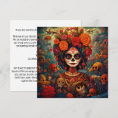 Dia de los Muertos (Dag van de Doden) Witte Bloeme Kaart (Voorkant / Achterkant)
