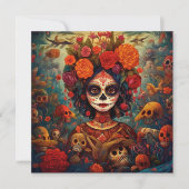 Dia de los Muertos (Dag van de Doden) Witte Bloeme Kaart (Voorkant)