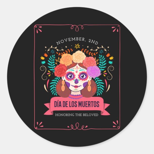 Dia de los muertos dag van de dood ronde sticker (Voorkant)
