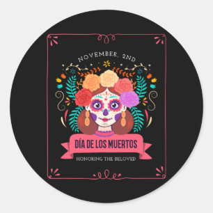 Dia de los muertos dag van de dood ronde sticker