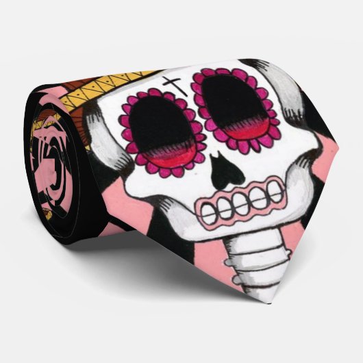 Dia De Los Muertos (Dag van de dood) Stropdas (Opgerold)