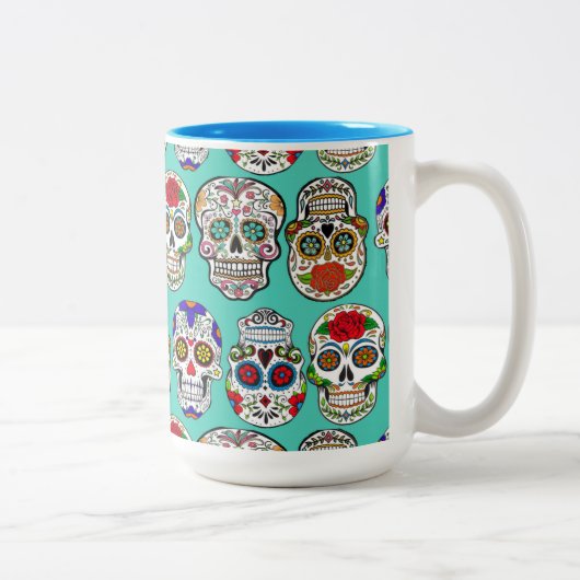 Dia de los Muertos (Dag van de dood) Tweekleurige Koffiemok (Rechts)
