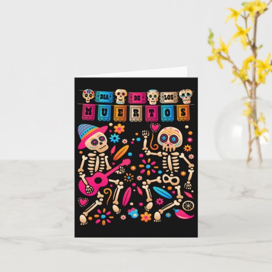 Dia de los Muertos Dag van het dode Mexicaanse ske Kaart (Gele Bloem)