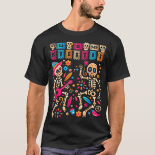 Dia De los Muertos Dag van het dode Mexicaanse Ske T-shirt