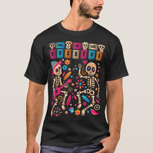 Dia De los Muertos Dag van het dode Mexicaanse Ske T-shirt (Voorkant)