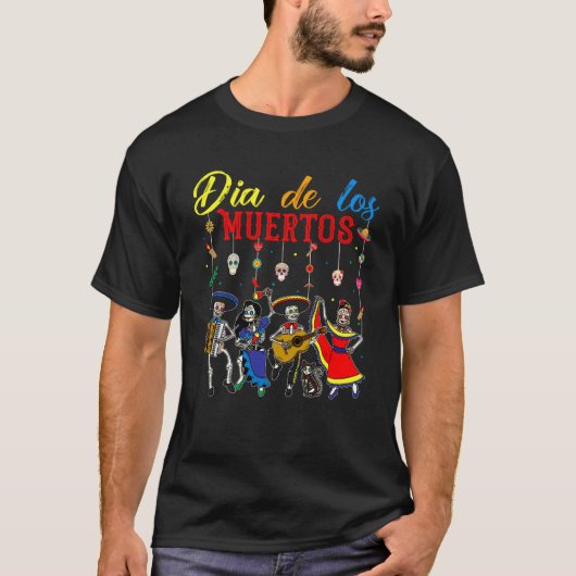 Dia de los Muertos Dag van het dode Mexicaanse ske T-shirt (Voorkant)