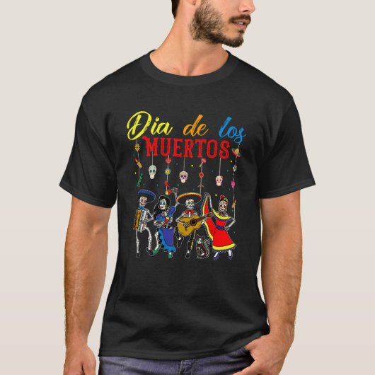 Dia de los Muertos Dag van het dode Mexicaanse ske T-shirt (Voorkant)