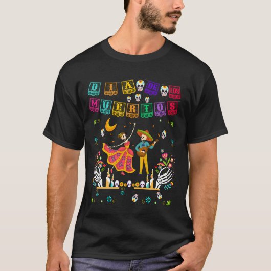 Dia De los Muertos Dag van het dode Mexicaanse Ske T-shirt (Voorkant)