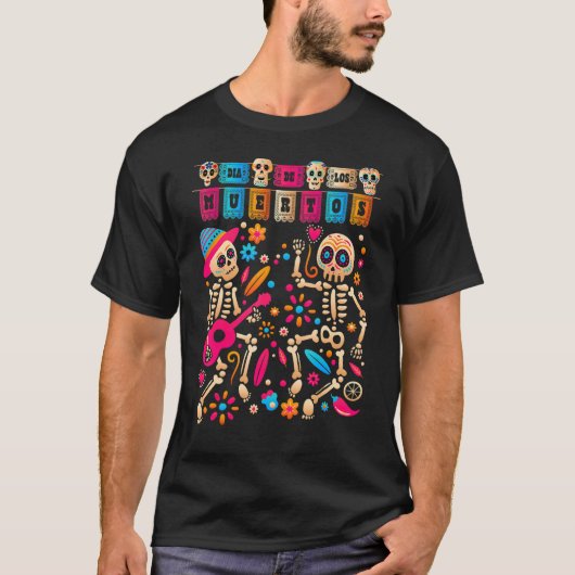 Dia de los Muertos Dag van het dode Mexicaanse ske T-shirt (Voorkant)