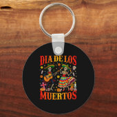 Dia De Los Muertos Dancing Skeletons Guitar Day Of Sleutelhanger (Voorkant)