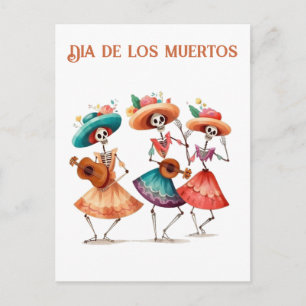 Día de los Muertos Dansend Calavera Trio Briefkaart