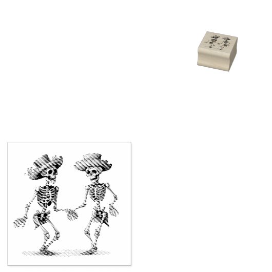 Dia de los Muertos dansende mannelijke skeletten Rubberstempel (Gestempeld)