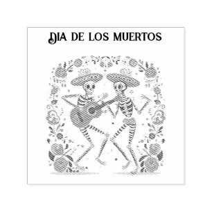 Dia de los Muertos dansende mariachis aanpasbaar Zelfinktende Stempel