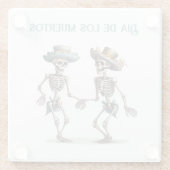Dia de los Muertos dansende skeletten aanpasbaar Glazen Onderzetter (Achterkant)