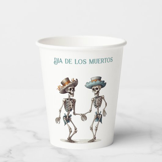 Dia de los Muertos dansende skeletten aanpasbaar Papieren Bekers (Achterkant)
