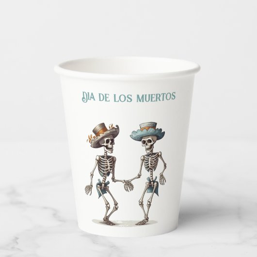 Dia de los Muertos dansende skeletten aanpasbaar Papieren Bekers (Voorkant)