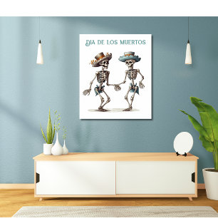 Dia de los Muertos dansende skeletten aanpasbaar Poster