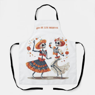 Dia de los Muertos dansende skeletten aanpasbaar Schort