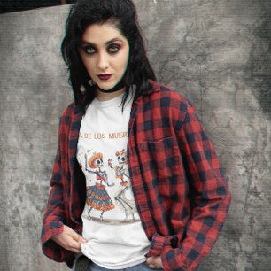 Dia de los Muertos dansende skeletten aanpasbaar T-shirt